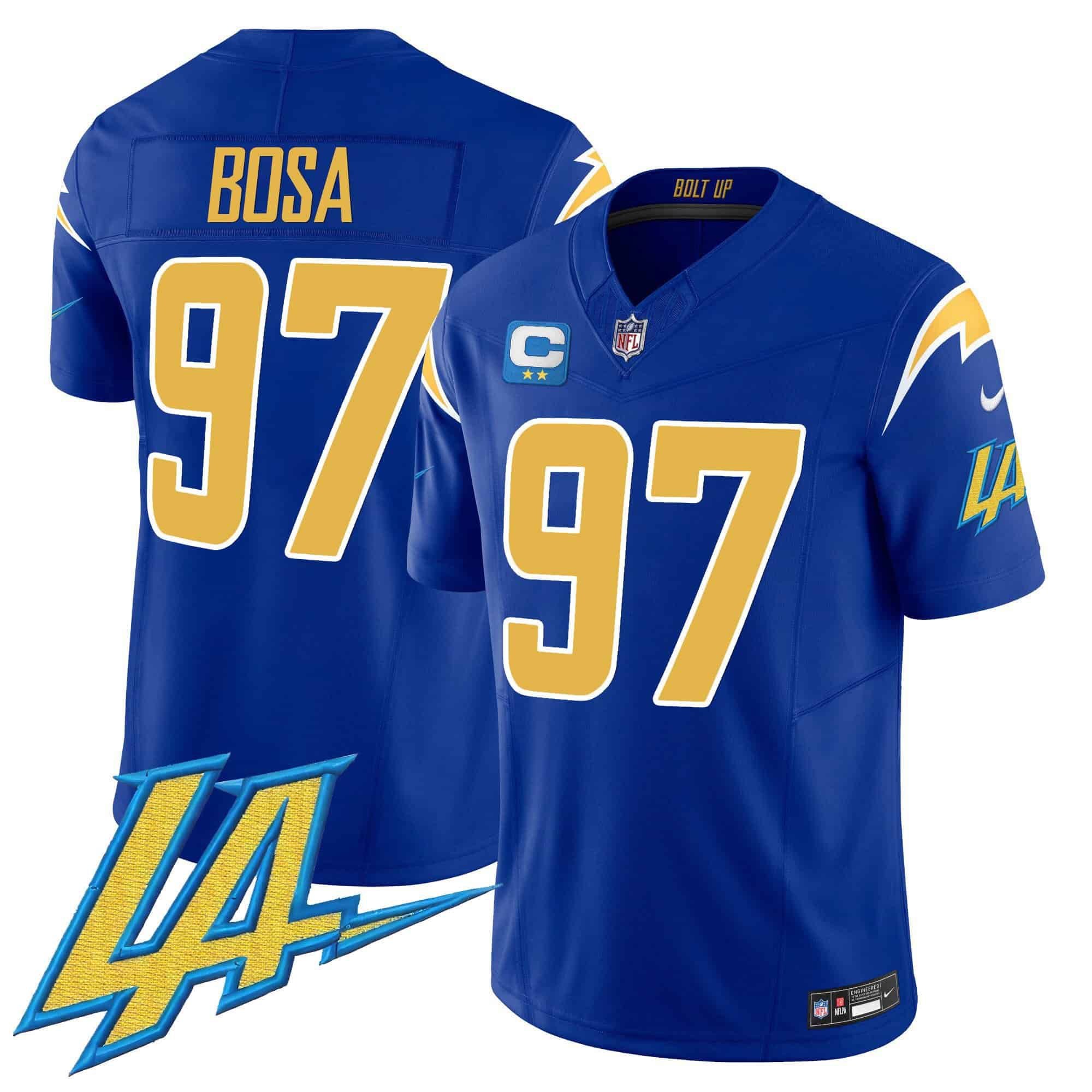 Men Los Angeles Chargers #97 Bosa Blue 2024 Nike Vapor Limited NFL Jersey